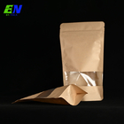 σαφής βιοδιασπάσιμη τσάντα εγγράφου της Kraft στάσεων αποθεμάτων 100g 250g 500g 1kg επάνω καφετιά με το φερμουάρ